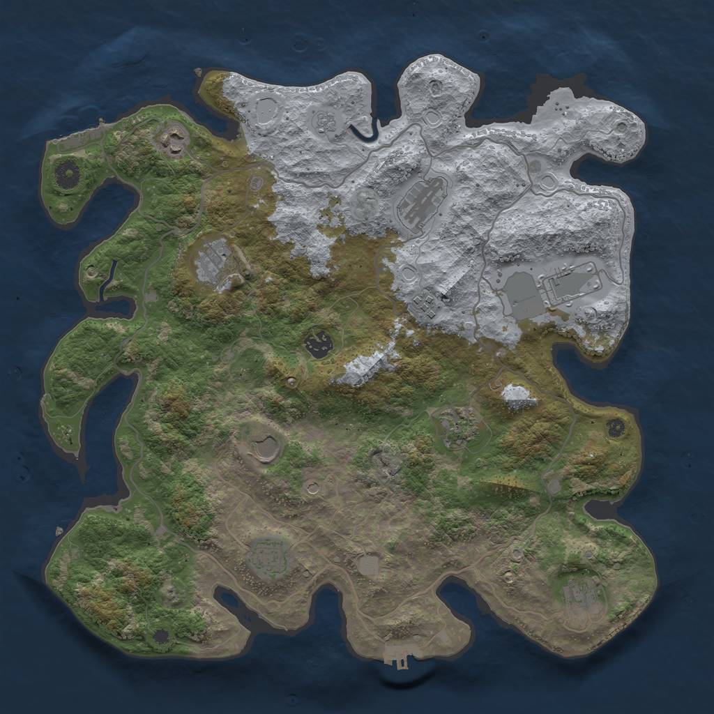 Rust Map: Procedural Map, Size: 4000, Seed: 117287, 19 Monuments