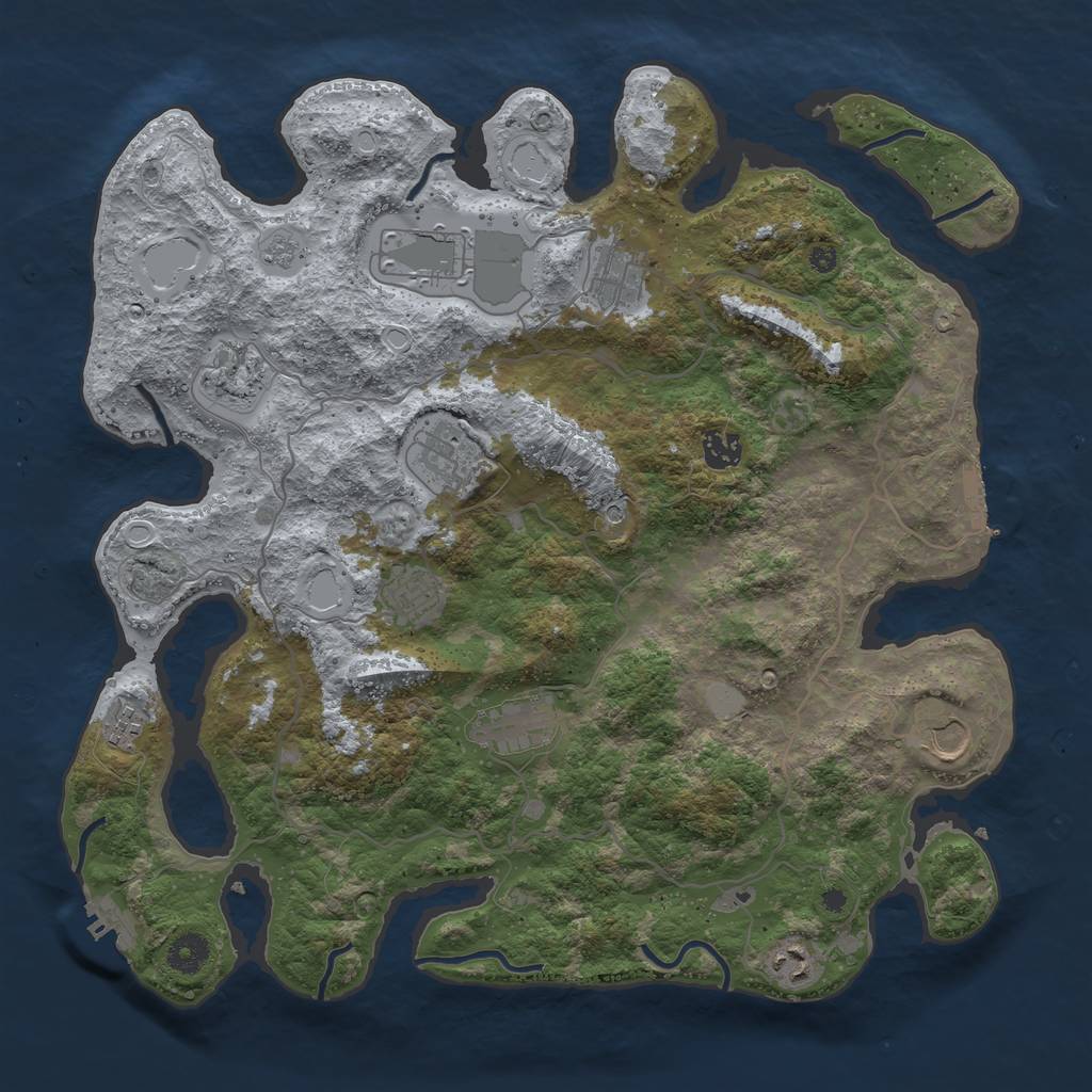 Rust Map: Procedural Map, Size: 4000, Seed: 685005156, 19 Monuments