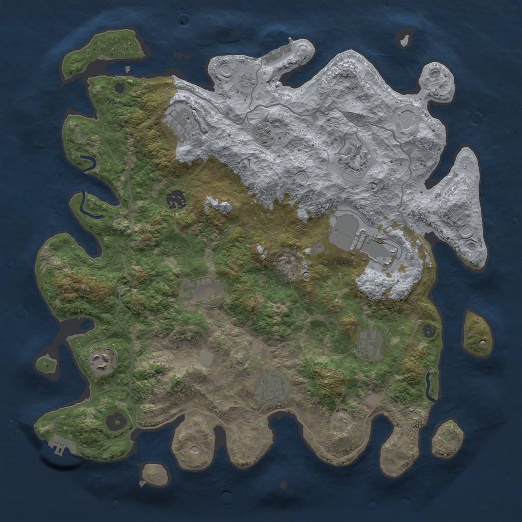 Rust Map: Procedural Map, Size: 4000, Seed: 110733, 18 Monuments