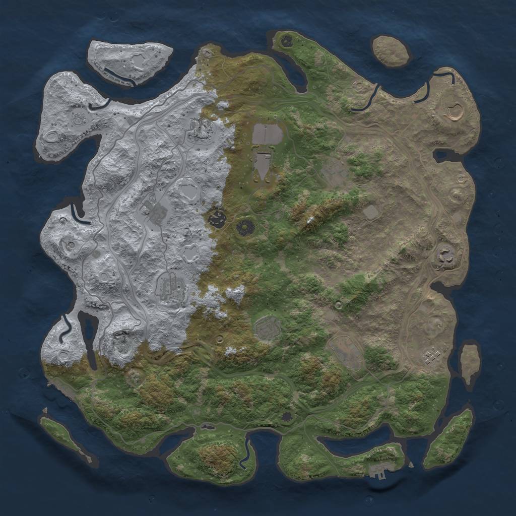 Rust Map: Procedural Map, Size: 4500, Seed: 1311992720, 20 Monuments