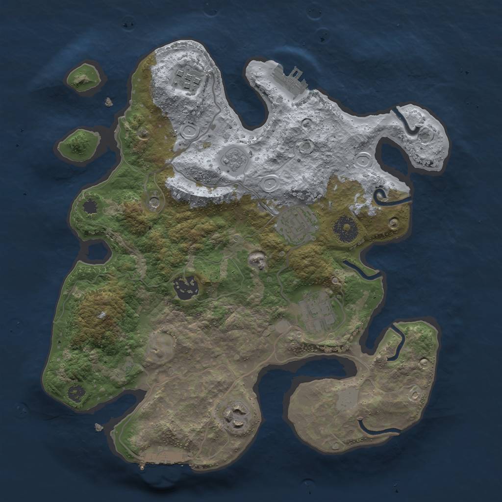 Rust Map: Procedural Map, Size: 3000, Seed: 3939, 14 Monuments