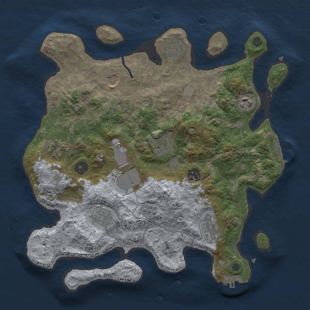 Rust Map: Procedural Map, Size: 3500, Seed: 1417575530, 19 Monuments
