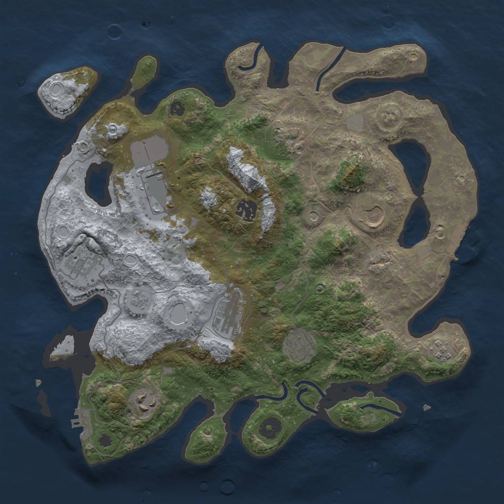 Rust Map: Procedural Map, Size: 3500, Seed: 2085346942, 18 Monuments