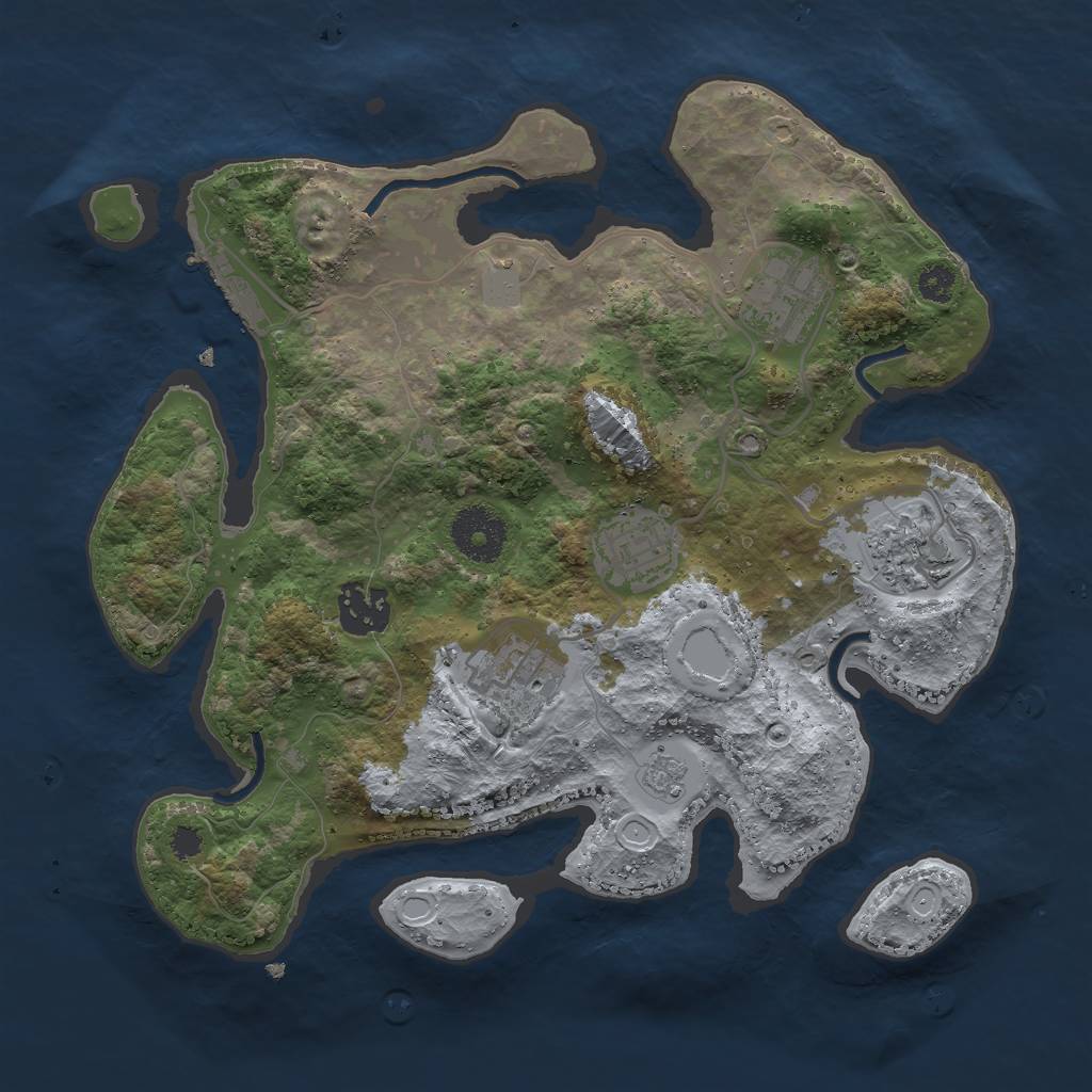 Rust Map: Procedural Map, Size: 3000, Seed: 1889843742, 12 Monuments