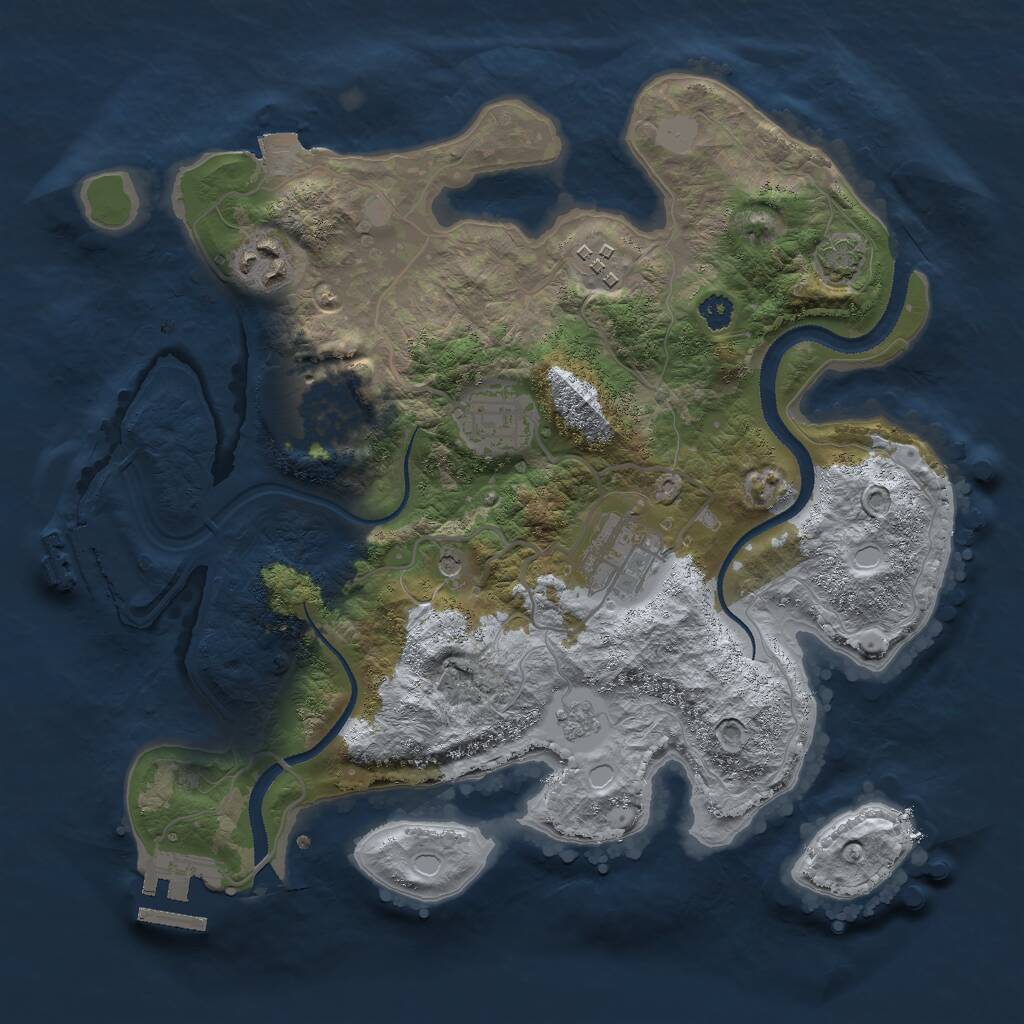 Rust Map: Procedural Map, Size: 3000, Seed: 1889843742, 11 Monuments