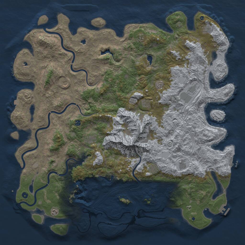 Rust Map: Procedural Map, Size: 6000, Seed: 624802, 17 Monuments