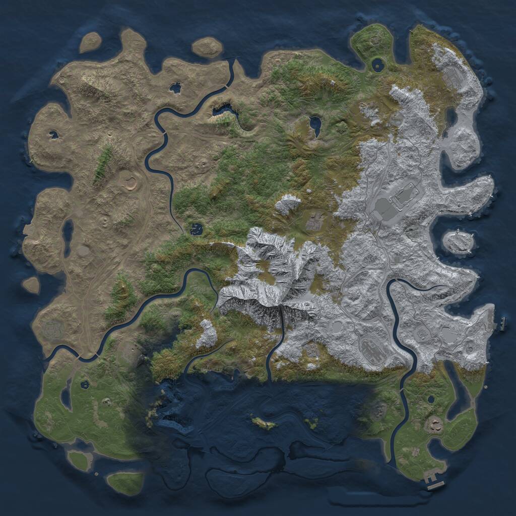 Rust Map: Procedural Map, Size: 6000, Seed: 624802, 17 Monuments
