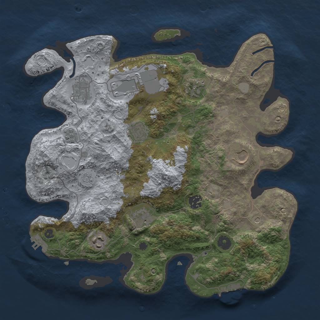 Rust Map: Procedural Map, Size: 3500, Seed: 331912827, 18 Monuments