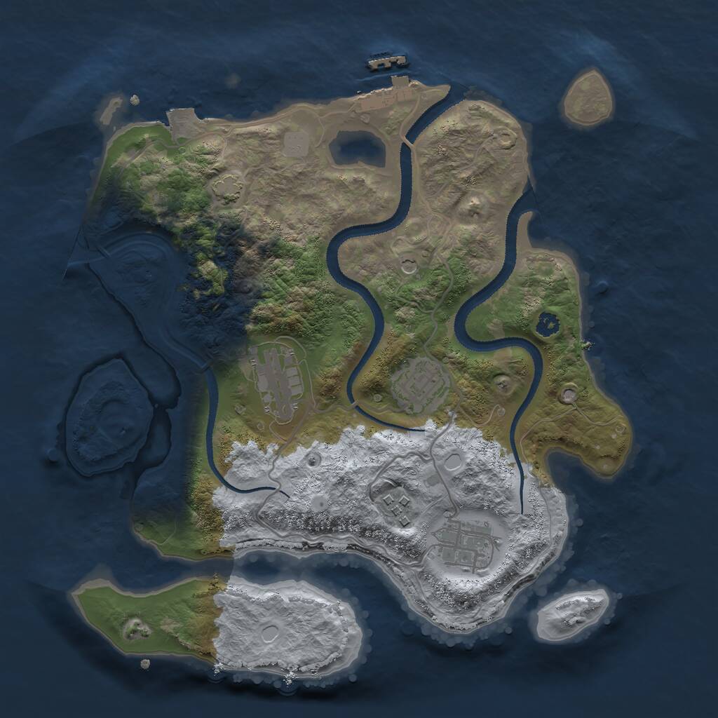 Rust Map: Procedural Map, Size: 3000, Seed: 16102000, 8 Monuments