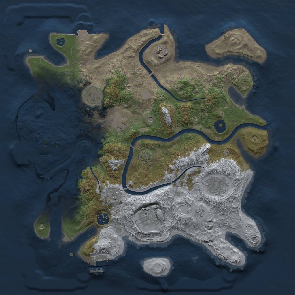 Rust Map: Procedural Map, Size: 3500, Seed: 17453064, 13 Monuments