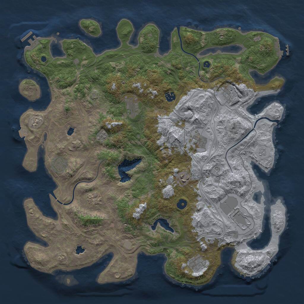 Rust Map: Procedural Map, Size: 4500, Seed: 857782056, 16 Monuments