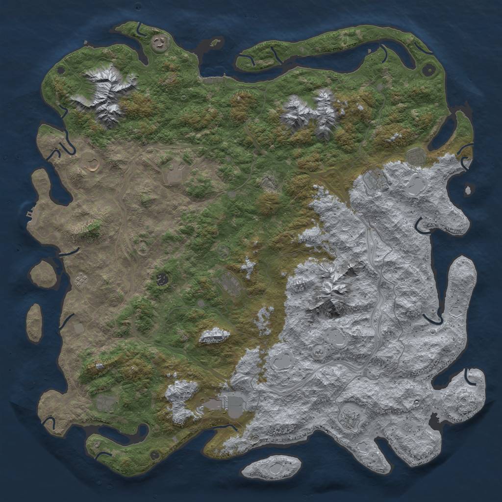 Rust Map: Procedural Map, Size: 6000, Seed: 76524933, 20 Monuments