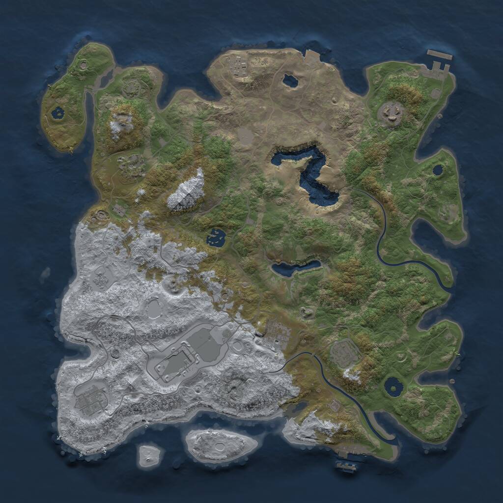 Rust Map: Procedural Map, Size: 4000, Seed: 23021969, 14 Monuments