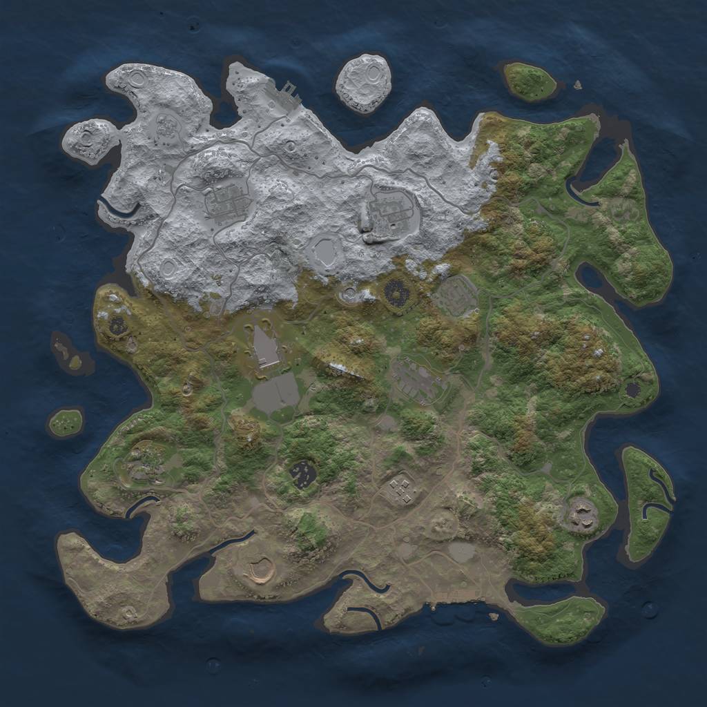 Rust Map: Procedural Map, Size: 4000, Seed: 3685, 19 Monuments