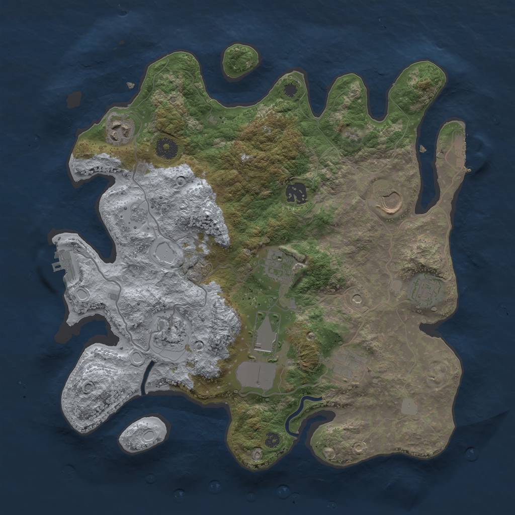 Rust Map: Procedural Map, Size: 3500, Seed: 558101744, 17 Monuments