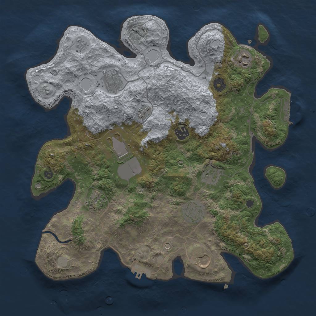 Rust Map: Procedural Map, Size: 3500, Seed: 4523254, 18 Monuments