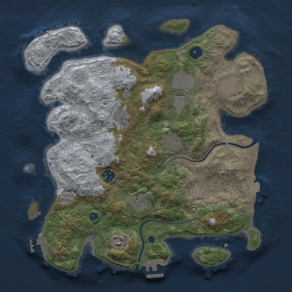Rust Map: Procedural Map, Size: 3500, Seed: 16011995, 14 Monuments