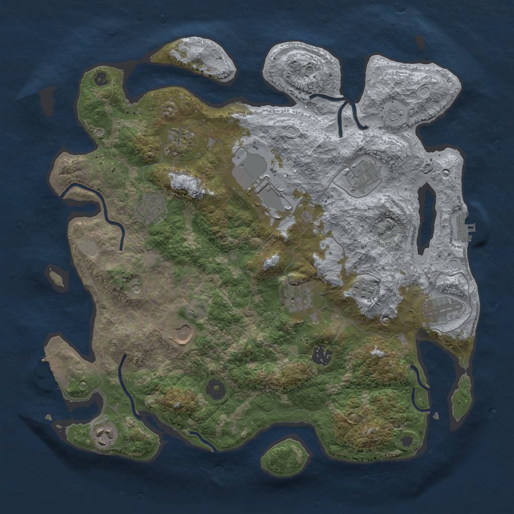Rust Map: Procedural Map, Size: 3838, Seed: 42069, 19 Monuments