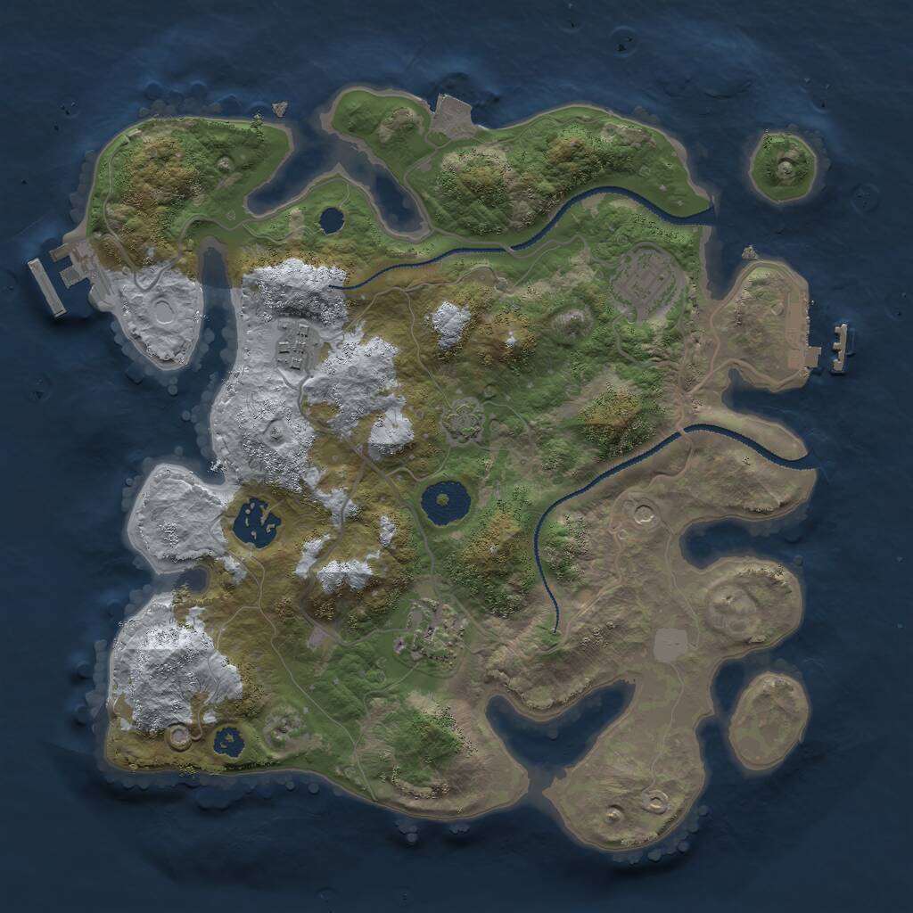 Rust Map: Procedural Map, Size: 3000, Seed: 108425526, 9 Monuments