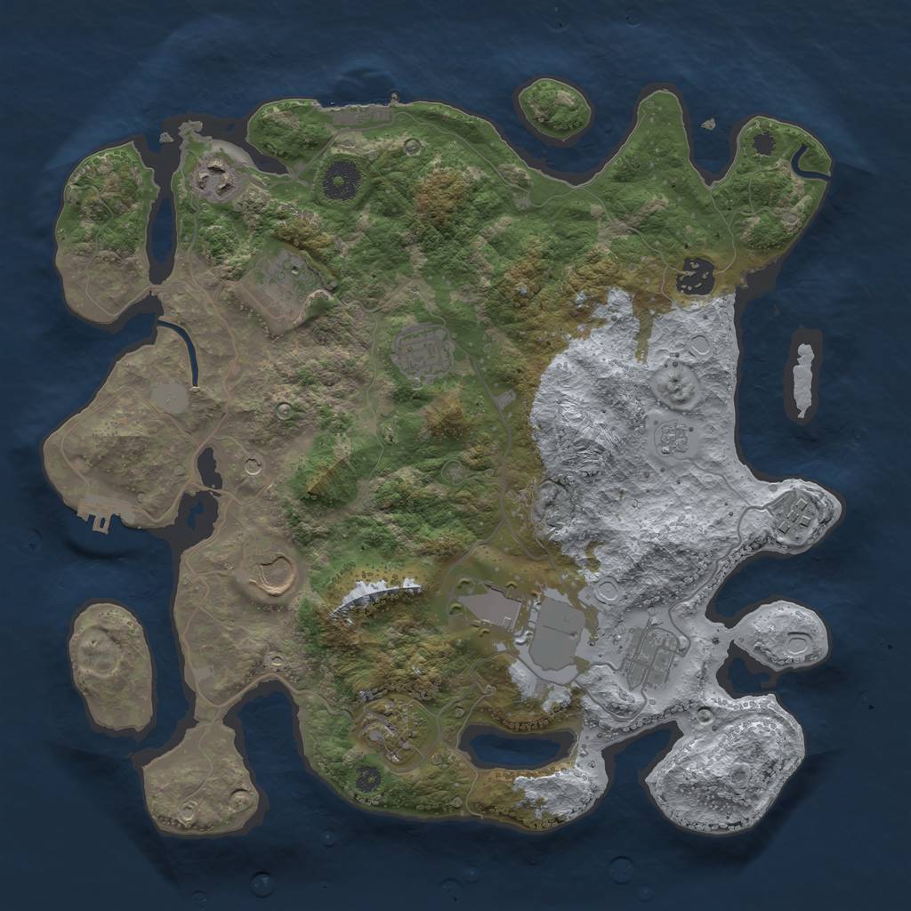 Rust Map: Procedural Map, Size: 3500, Seed: 51458, 18 Monuments