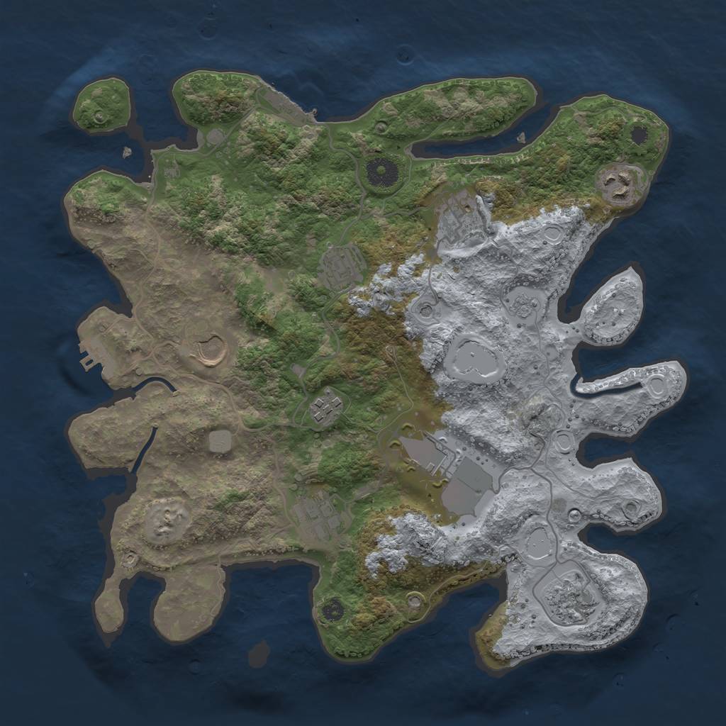 Rust Map: Procedural Map, Size: 3500, Seed: 331912829, 17 Monuments