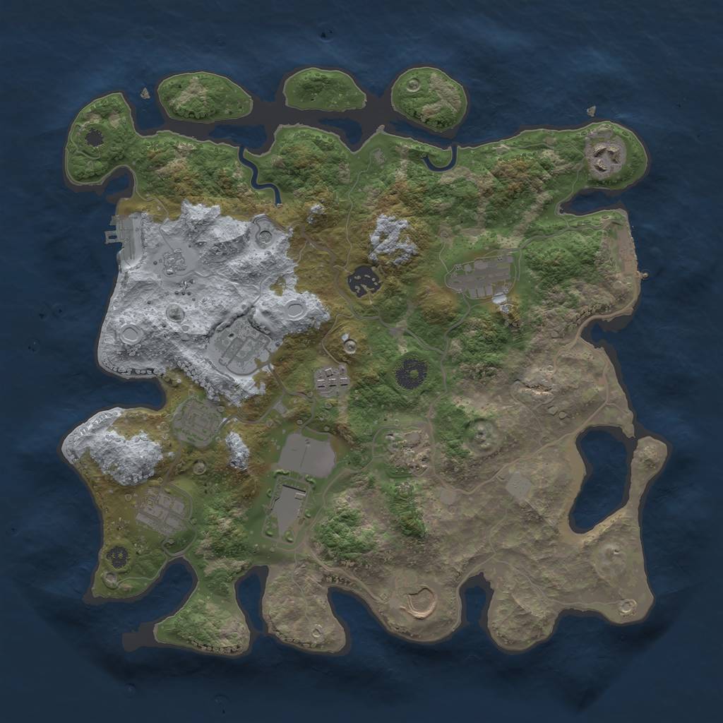 Rust Map: Procedural Map, Size: 3500, Seed: 1433945602, 19 Monuments