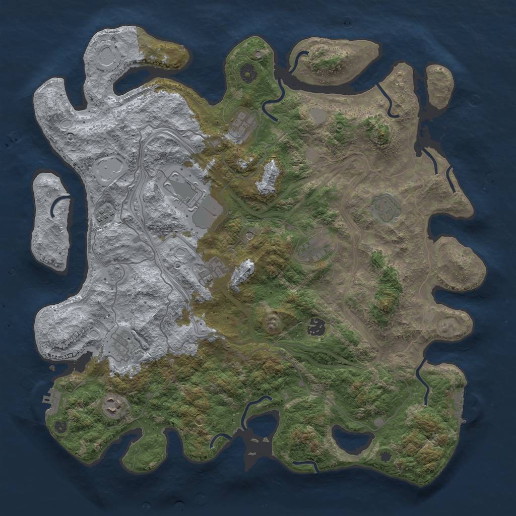 Rust Map: Procedural Map, Size: 4250, Seed: 731912840, 18 Monuments