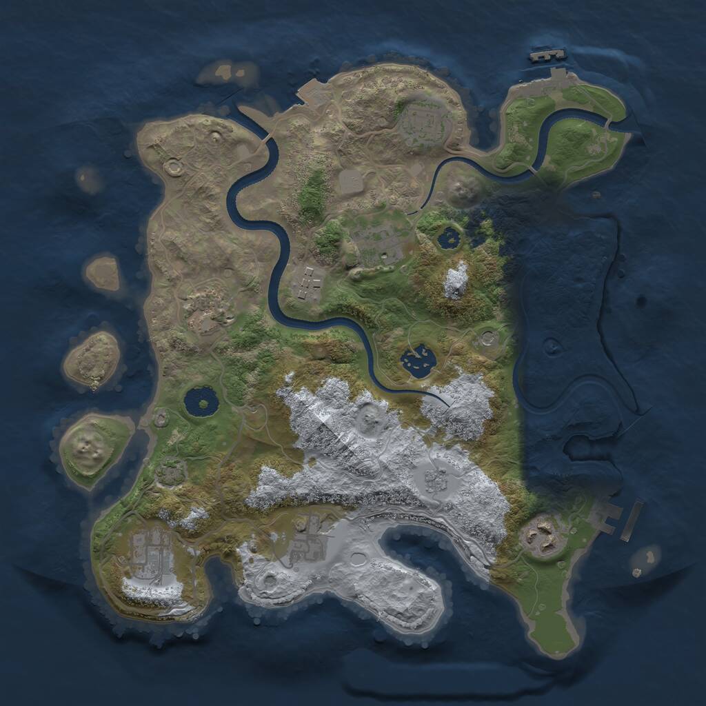 Rust Map: Procedural Map, Size: 3250, Seed: 122345, 14 Monuments