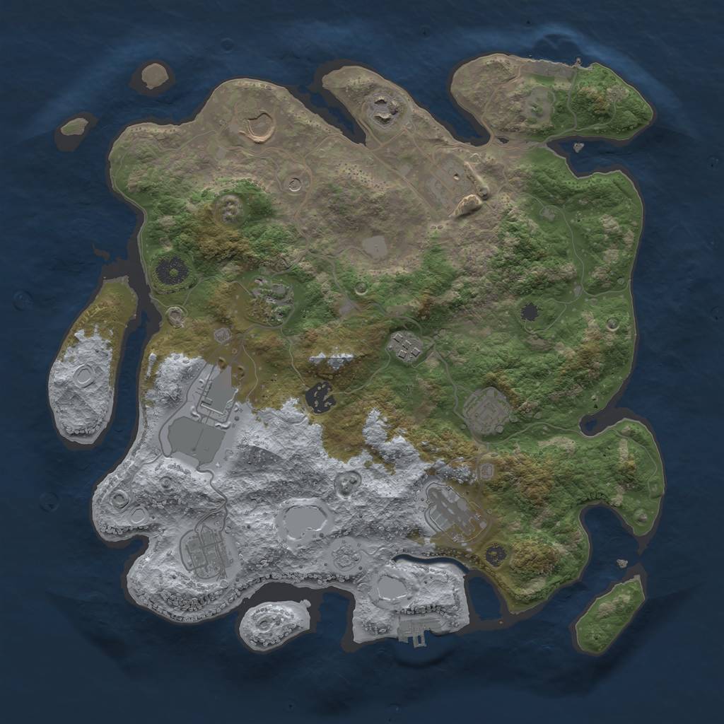 Rust Map: Procedural Map, Size: 3600, Seed: 1615116783, 19 Monuments