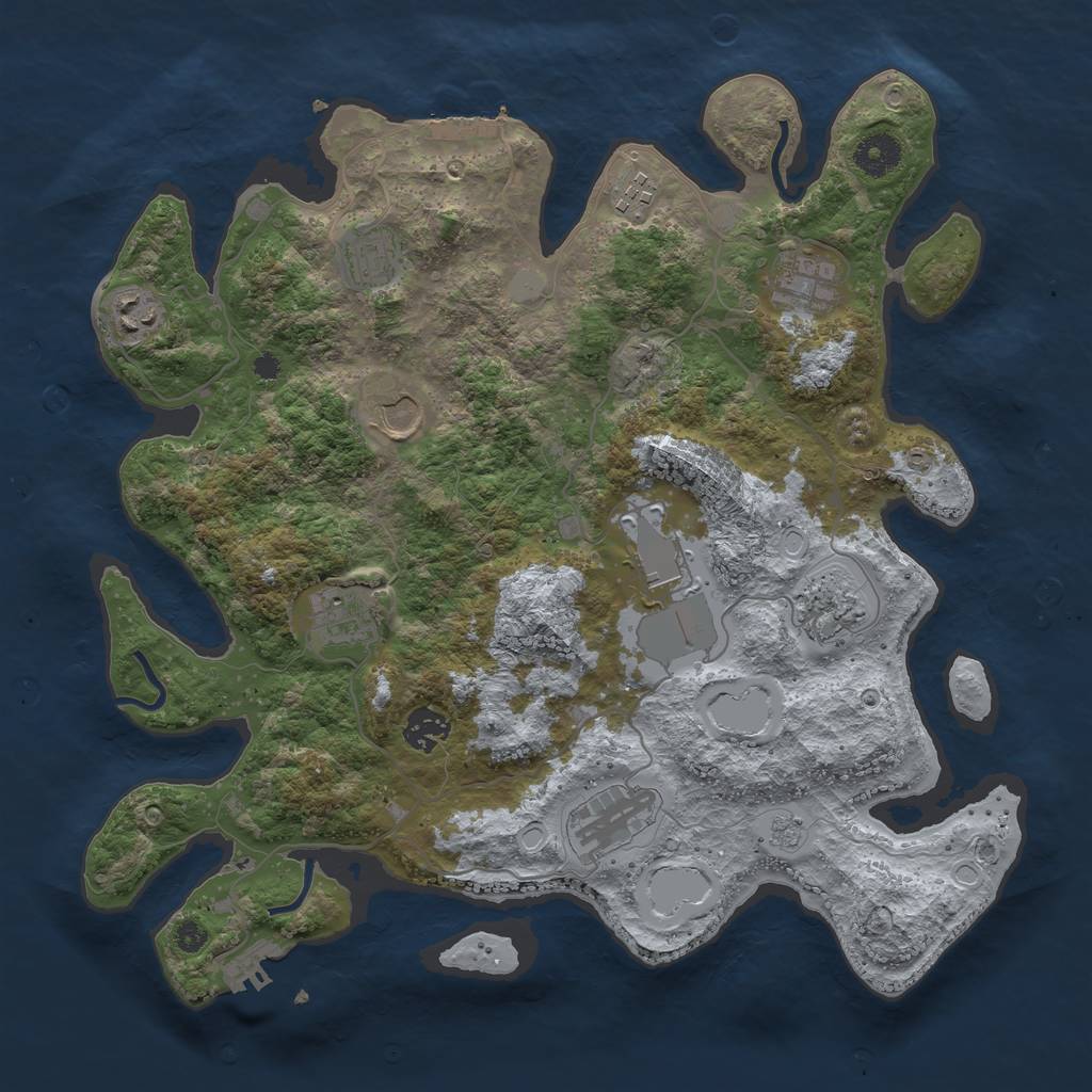 Rust Map: Procedural Map, Size: 3700, Seed: 221122728, 18 Monuments