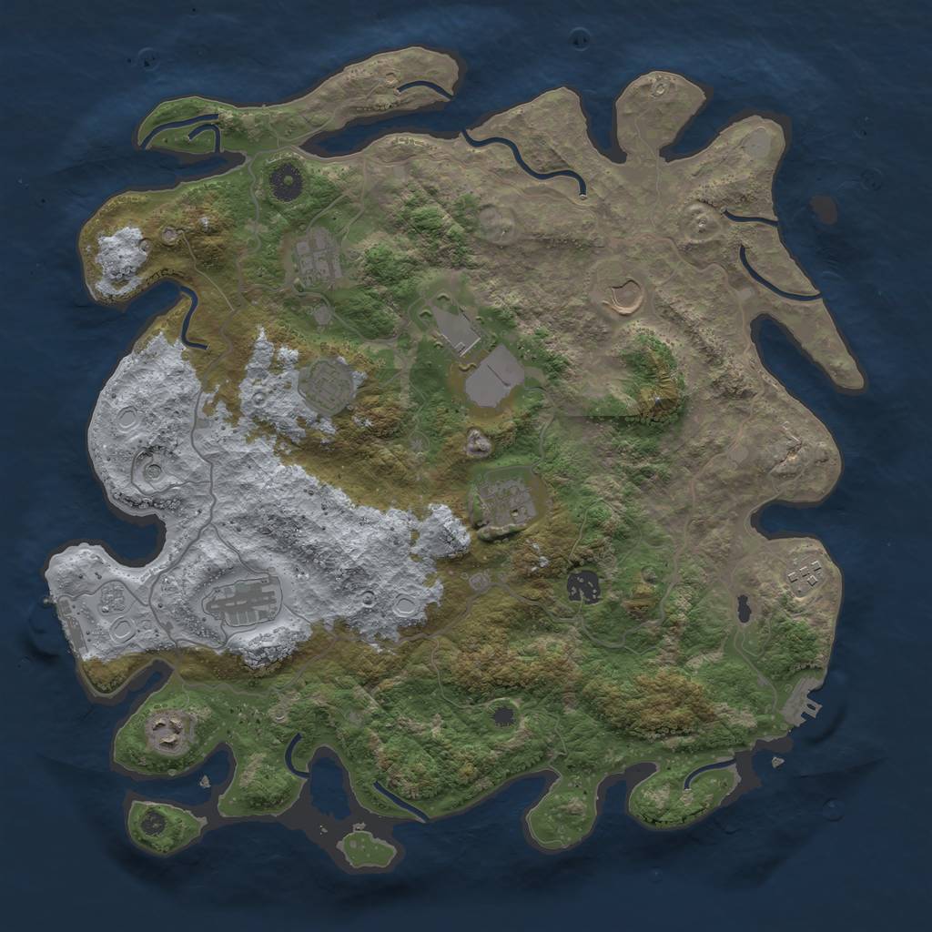 Rust Map: Procedural Map, Size: 4000, Seed: 951590997, 18 Monuments