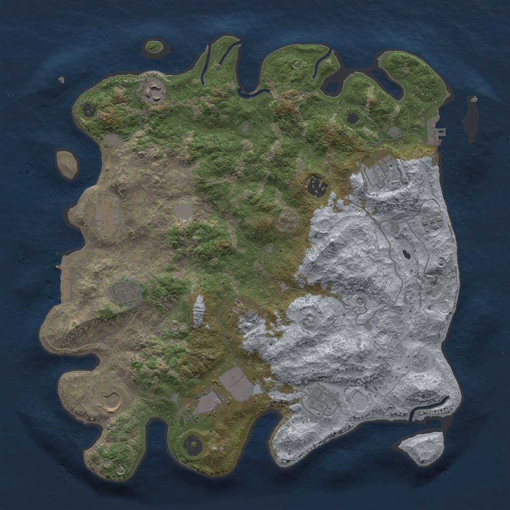 Rust Map: Procedural Map, Size: 3850, Seed: 473882226, 19 Monuments