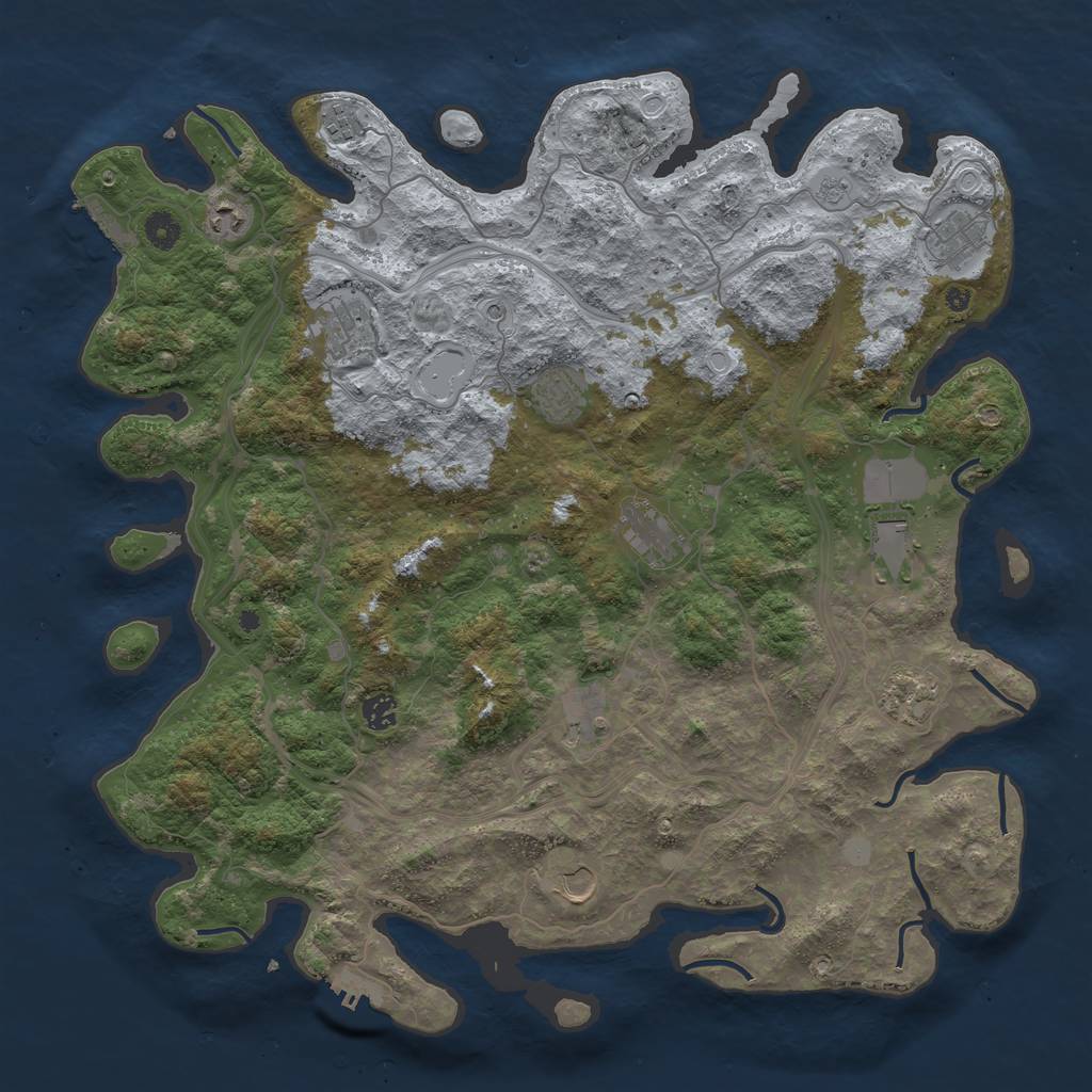Rust Map: Procedural Map, Size: 4500, Seed: 56850436, 20 Monuments