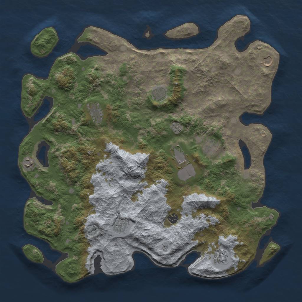Rust Map: Barren, Size: 4500, Seed: 13558, 13 Monuments
