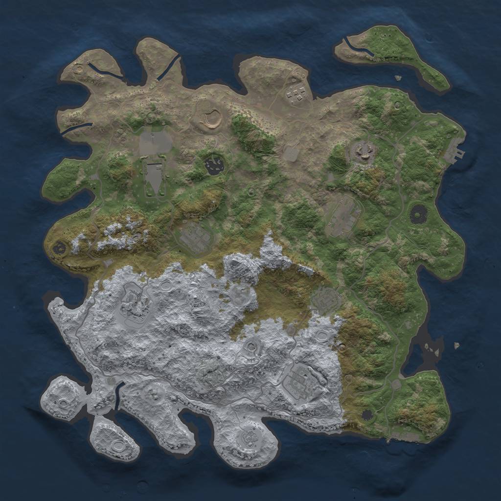 Rust Map: Procedural Map, Size: 4000, Seed: 1306766167, 19 Monuments