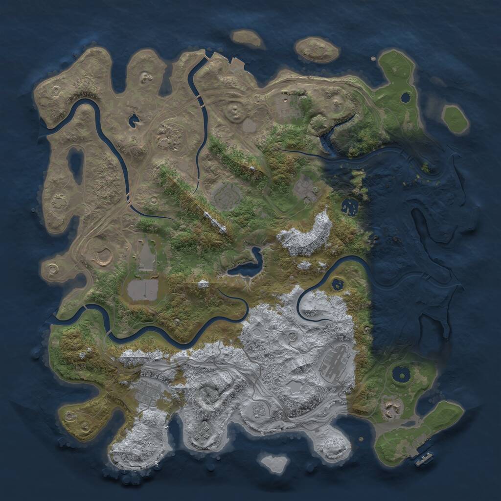 Rust Map: Procedural Map, Size: 4250, Seed: 839132436, 17 Monuments