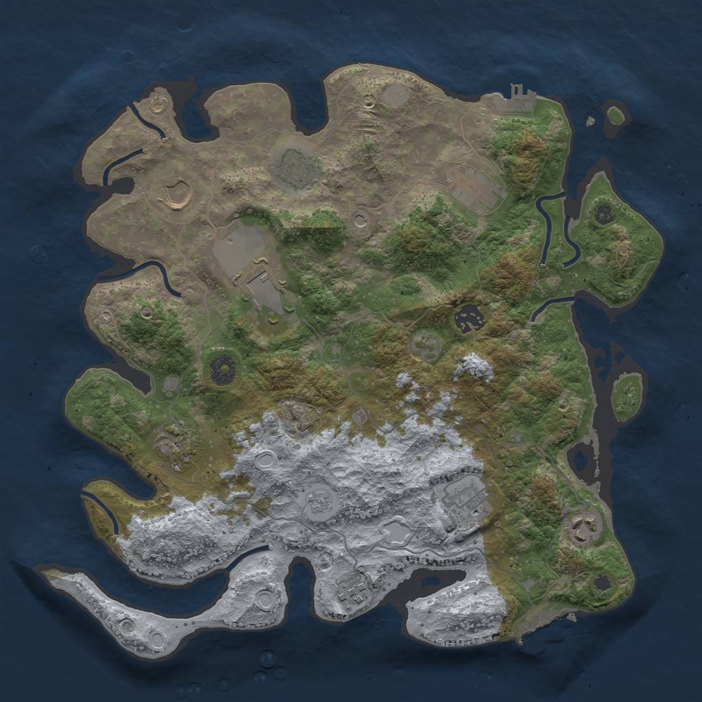 Rust Map: Procedural Map, Size: 3628, Seed: 993459, 18 Monuments