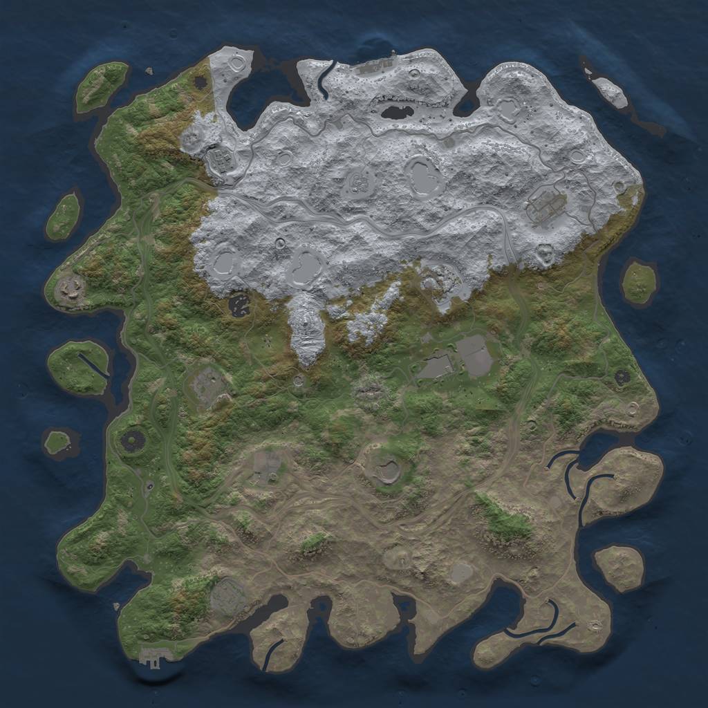 Rust Map: Procedural Map, Size: 4600, Seed: 1211971983, 19 Monuments