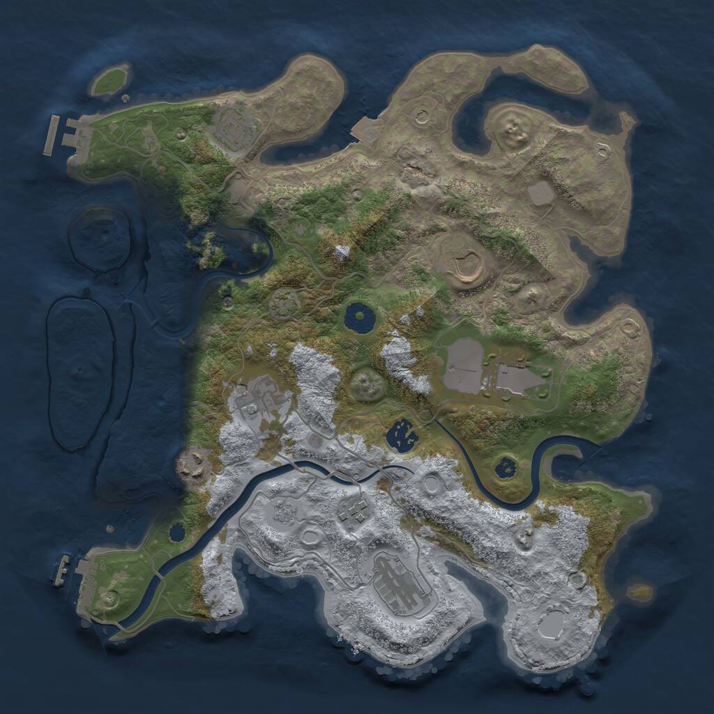 Rust Map: Procedural Map, Size: 3500, Seed: 866258150, 14 Monuments
