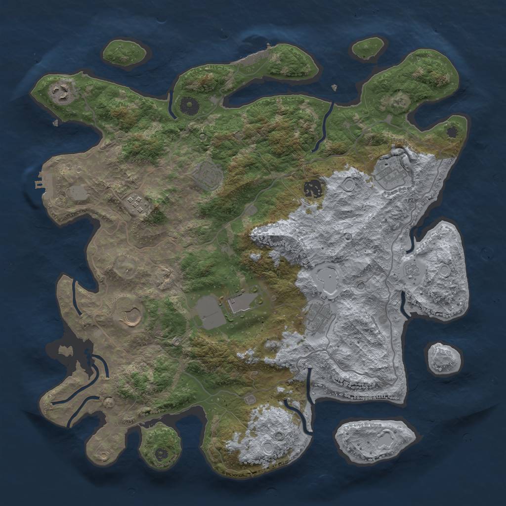 Rust Map: Procedural Map, Size: 4000, Seed: 6542, 17 Monuments