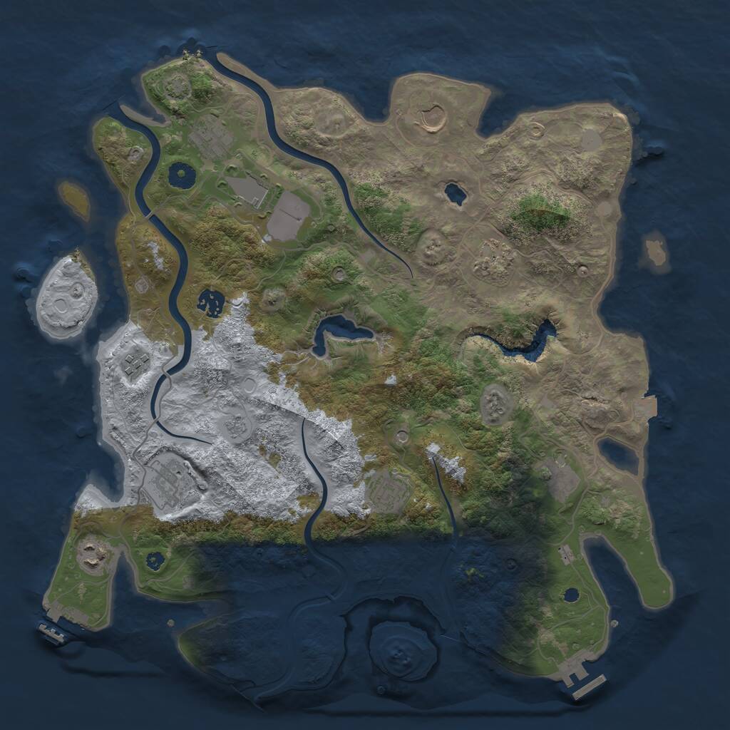 Rust Map: Procedural Map, Size: 4000, Seed: 3234, 16 Monuments