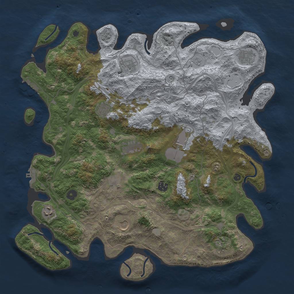 Rust Map: Procedural Map, Size: 4300, Seed: 780324927, 20 Monuments