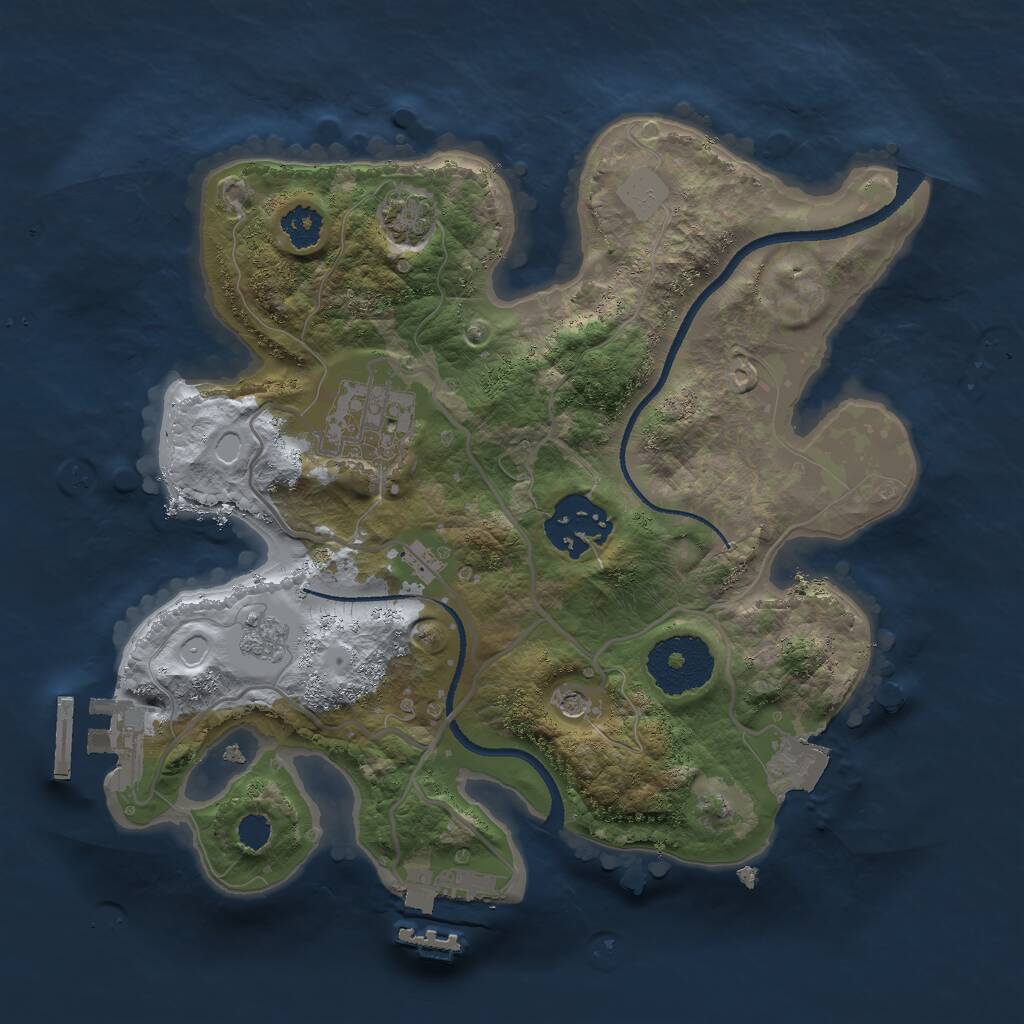 Rust Map: Procedural Map, Size: 2500, Seed: 13823, 8 Monuments