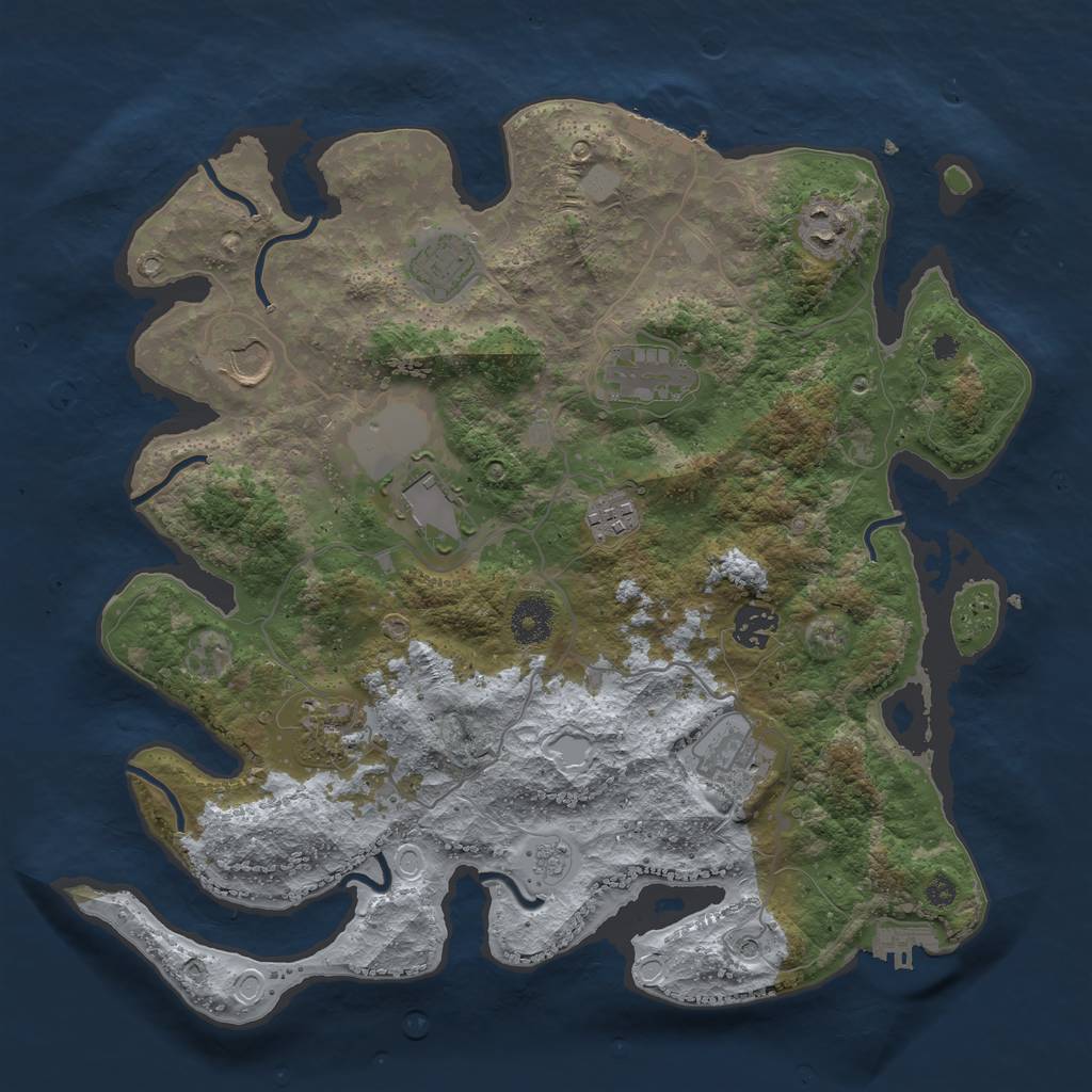 Rust Map: Procedural Map, Size: 3629, Seed: 993459, 18 Monuments