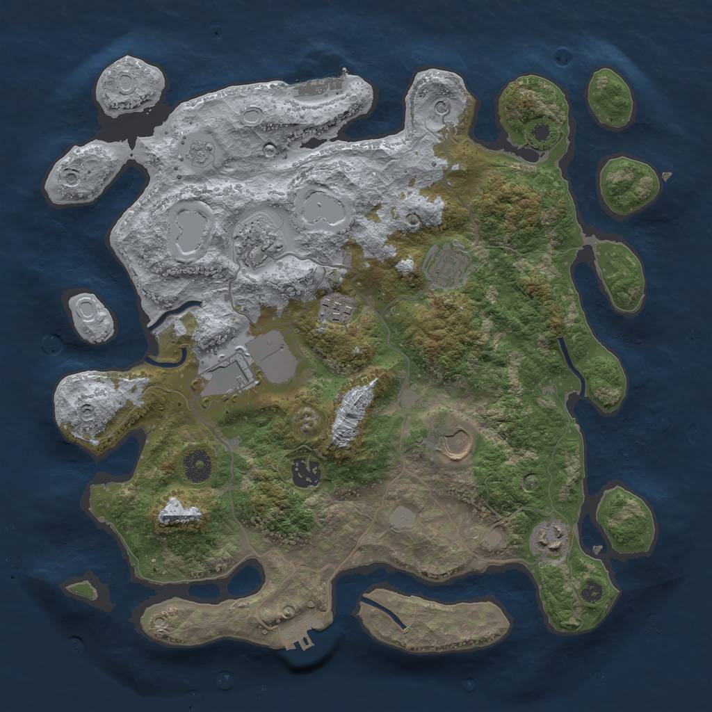 Rust Map: Procedural Map, Size: 3500, Seed: 1465411162, 16 Monuments