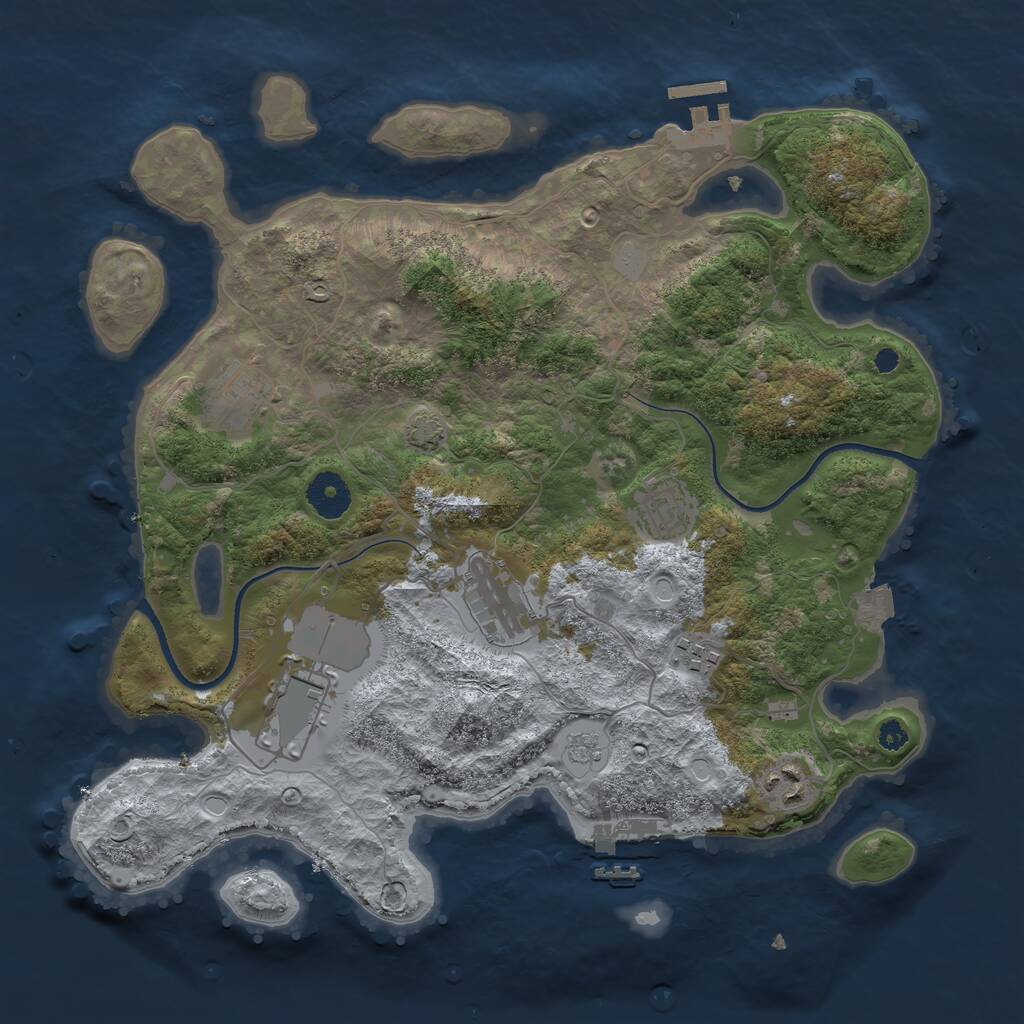 Rust Map: Procedural Map, Size: 3500, Seed: 1548101333, 11 Monuments