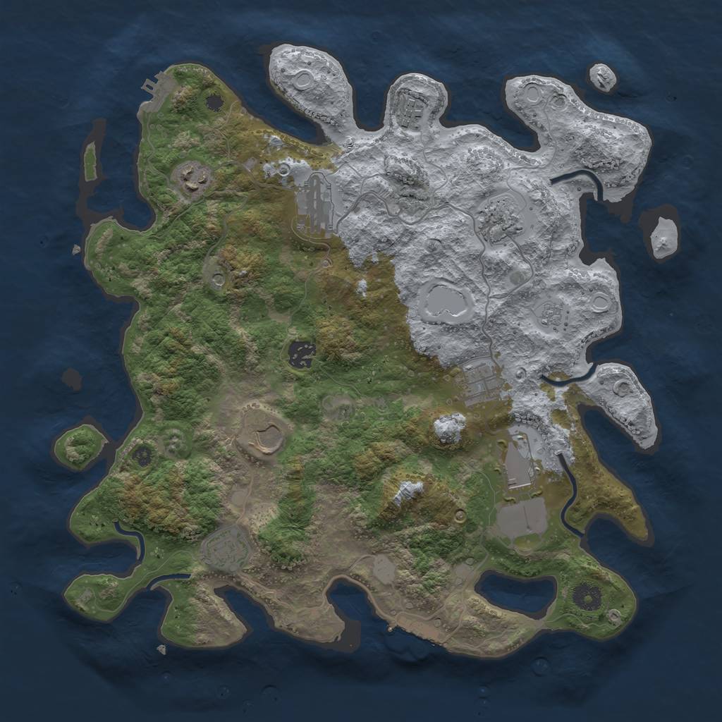 Rust Map: Procedural Map, Size: 3750, Seed: 266232838, 18 Monuments