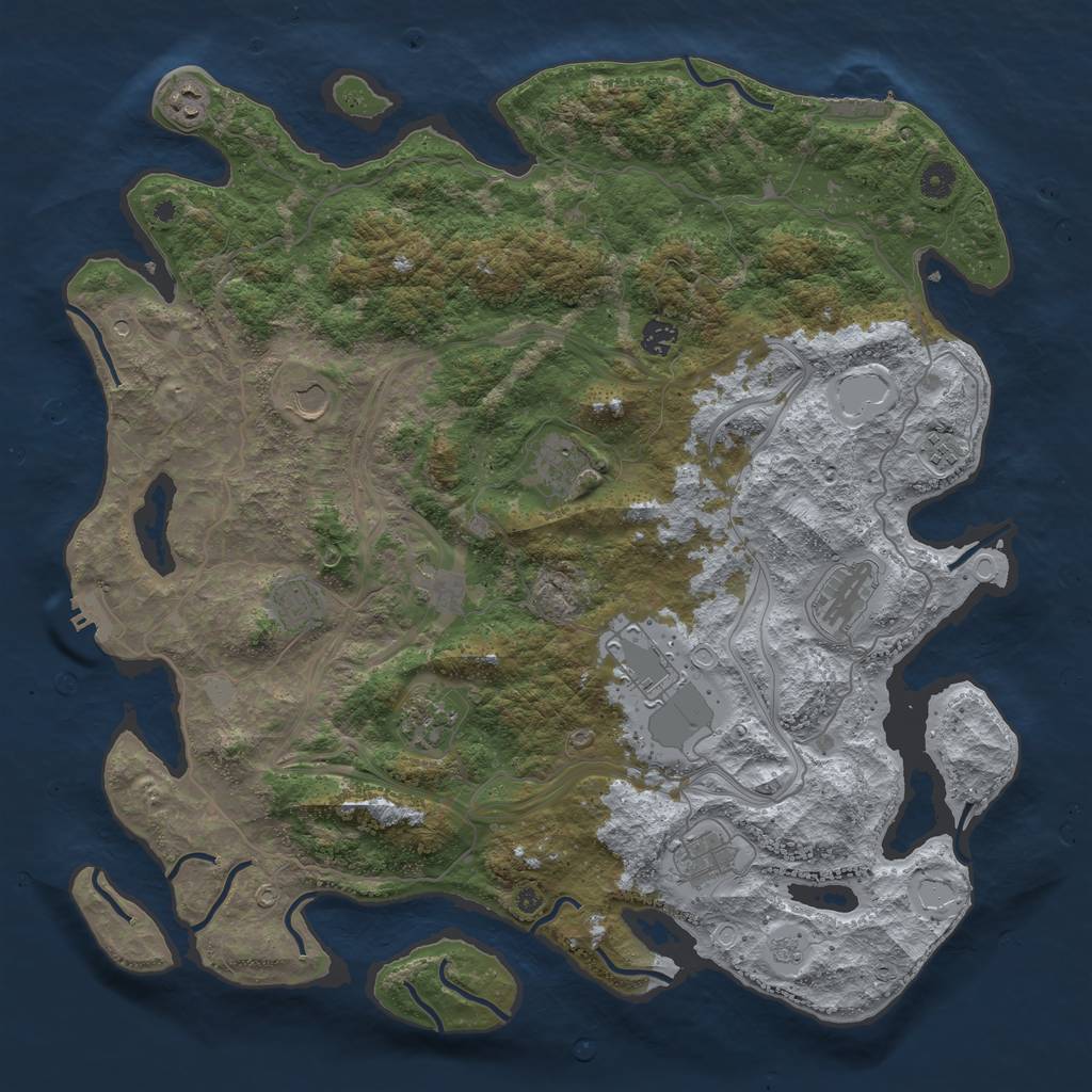 Rust Map: Procedural Map, Size: 4500, Seed: 935213622, 20 Monuments