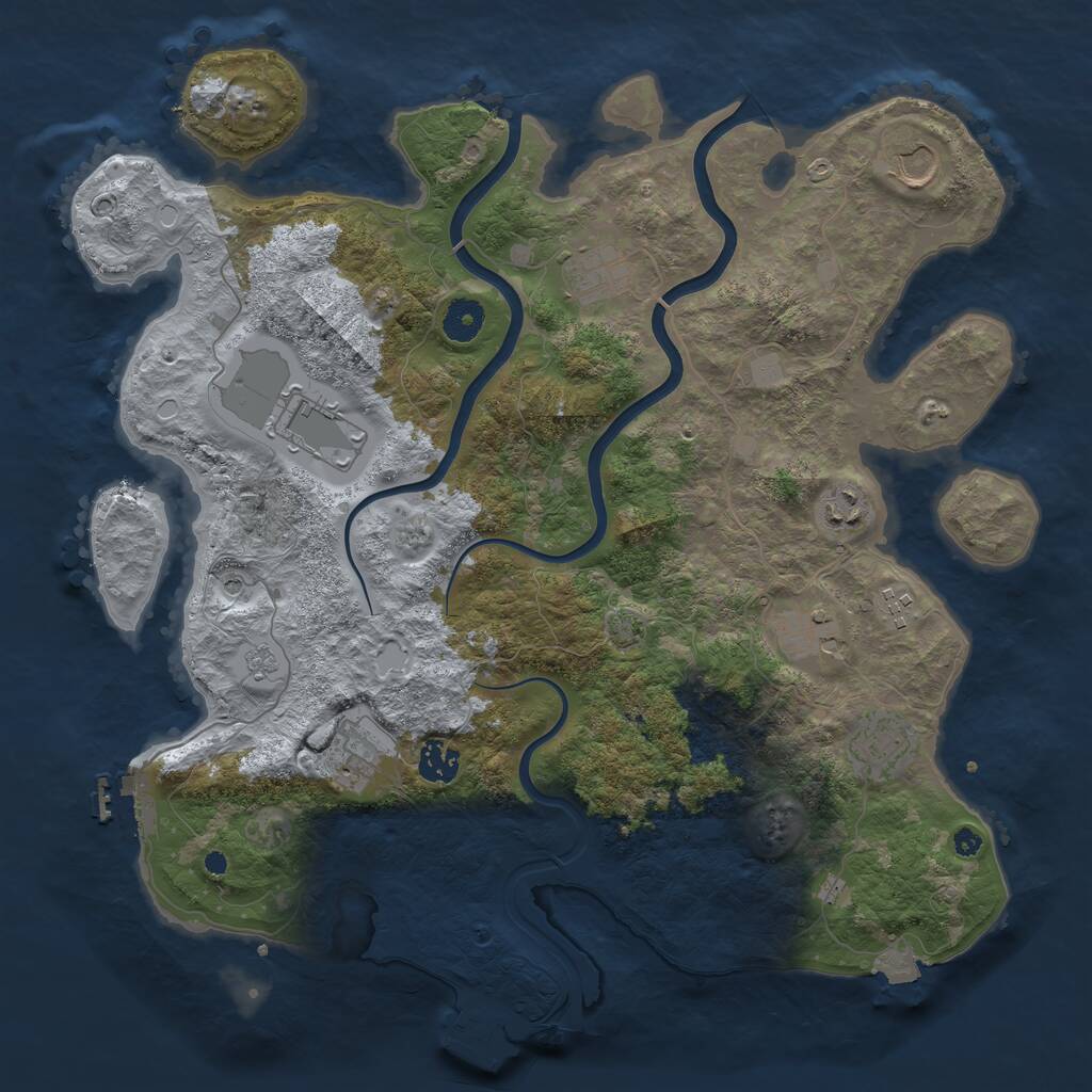 Rust Map: Procedural Map, Size: 3900, Seed: 43865623, 15 Monuments