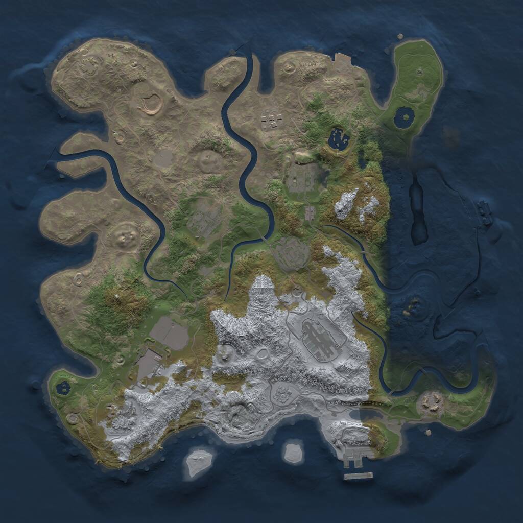 Rust Map: Procedural Map, Size: 3700, Seed: 436635874, 16 Monuments